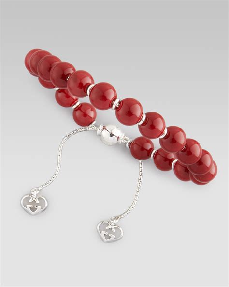 gucci boule red varnished adjustable wood bead bracelet|bloomingdale's Gucci bracelet.